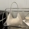Bolso de nicho estilo coreano de charol brillante, bolso baguette con forma de media luna para mujer, bolso de hombro para mujer, bolso de mano para mujer, bolso de moda para debajo del brazo