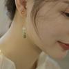 Pendientes Elegantes Retro con Degradado de Jade Hetian para Mujer Estilo Nicho Frío Se Pueden Usar Sin Perforación