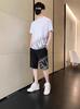 Verano Nuevo traje Adolescente Color degradado Bloque de color Letra Hombre Cuello redondo Manga corta Pantalones cortos Casual Deportivo Conjunto de dos piezas