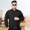 Camisa Branca de Manga Longa Plus Size Masculina, Roupa Formal de Negócios para Indivíduos Grandes e Altos, Camisa Extra Grande, Cor Sólida, Caimento Solto, Roupas de Trabalho Sem Ferro