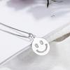 Colgante de Plata Esterlina S925 Smiley Estilo Coreano Hip Hop Estilo Pequeño Fresco Pareja Sonrisa Dulce Colgante Ins