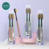 Yue imprensa quadrado buraco macio denso cor carbono seda cristal adulto macio cabelo escova laser punho duplo pacote de armazenamento escova de dentes