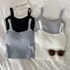 Colete Estilo Coreano Feminino Alça Única com Bojo Almofada Fixa Anti-corrida Copo Fixo Tubo Esportivo Leve Integrado Peça Externa Roupa Íntima Sem Aro