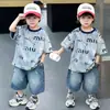 Conjunto de Camiseta Tie-Dye de Verano para Niños 2026 Nuevo Estilo Conjunto de Dos Piezas de Shorts de Mezclilla para Niños Ropa de Verano de Manga Corta para Bebé Niño 3