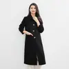 Abrigo de cachemira de doble cara de longitud media para mujer de otoño e invierno, gabardina de lana de alta gama hasta la rodilla con cuello de solapa