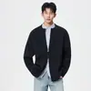 Cardigã de malha com gola redonda para homens, jaqueta suéter casual vintage, suéter trançado texturizado de alta qualidade da moda outono e inverno 2025