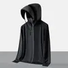 Ropa de protección solar de seda helada de verano para hombre con visera de goma negra desmontable, chaqueta de pesca fina, abrigo de protección solar transpirable contra rayos UV para mujer