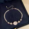 Pulseira Oval Colorida Estilo Europeu com Zircônia Estrela Bracelete de Festa Noturna de Luxo Leve Luxo Toque de Alto Padrão Joia de Mão para Mulheres Venda por Atacado