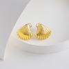 Populares aretes de tuerca retro con forma de concha, chapados en oro de 18 quilates, diseño nicho, pin de plata 925, aretes de tuerca al por mayor