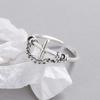 Anillo de Plata s925 con Cruz de Plata Tailandesa para Mujer Estilo Coreano Retro Envejecido ins Moderno Cool Distintivo Cadena Anillo Abierto para Dedo