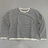 Sudadera casual de cuello redondo con rayas, nuevo estilo de otoño, corte holgado para mujer con mangas caídas, transpirable, versátil, top estilizado