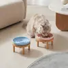 Cuenco circular de color sólido para alimentación lenta con soporte para cuenco cuenco de cerámica para gato cuenco para perro cuenco para mascotas antivuelco cuenco para alimentación lenta anticomida cuenco para lamer