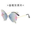 Nuevas gafas de sol personalizadas con forma de mariposa y resistentes a los rayos UV para mujer, lentes degradadas sin marco, gafas de estilo europeo y americano.