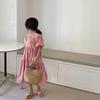 Vestido de Manga Bufante para Meninas 2026 Verão Novo Estilo Coreano Elegante Vestido Longo Estiloso Vestido Princesa Infantil