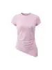 Ropa de Yoga Estilo Nuevo 2026 para Mujer, Temporada de Primavera, Diseño Fruncido de Sensación Desnuda, Top Deportivo de Manga Corta Adelgazante, Camiseta Básica que Ceñe la Cintura