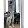 Calça Jeans Skinny Reta Amarela Tingida com Lama para Mulheres Verão Nova Cintura Alta Solta Modeladora Comprimento Total Tendência