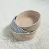 Cesta de Armazenamento de Corda de Algodão Cesta Organizadora de Lanches para Mesa Redonda Cesta de Armazenamento para Cosméticos Diversos Armazenamento de Cesta de Frutas Trançada