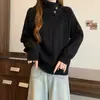 Suéter de Tricô de Alta Qualidade Estilo Transfronteiriço com Gola Alta para Mulheres Outono e Inverno 2026 Tamanho Plus Top de Tricô com Gola Irregular