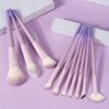 Conjunto de Pincéis de Maquiagem Roxo Estrelado com 10 Peças e Bolsa de Armazenamento, Pincel para Pó Solto Cangzhou, Ferramentas de Beleza com Cerdas Macias para Sombra dos Olhos e Contorno do Nariz