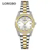 LONGBO/ Relógios de Casal Cravejados com Diamantes Números Romanos Pulseira de Aço Negócios Leve Luxo À Prova D'água Quartzo Par de Relógios Masculino e Feminino