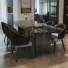 Mesa de jantar de mármore estilo italiano, luxo leve, design retangular moderno e minimalista, adequada para uso doméstico, conjunto de mesa e cadeiras de jantar, ideal para apartamentos pequenos, aço inoxidável