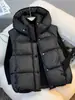 Chaleco de Algodón con Capucha Estilo Coreano para Mujer Invierno Nuevo Estilo Coreano Holgado Adelgazante Ropa Exterior Ropa de Algodón con Relleno de Plumón Chaleco de Algodón sin Mangas