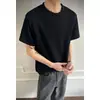 Nova Camiseta Lisa de Manga Curta para Homens 2026, Peso Pesado, Costura Diagonal, Gola Redonda, Caimento Solto, Top Básico Casual de Meia Manga
