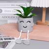 Flor Artificial Fofa Planta Verde Envasada Sala de Estar Biónica Decoração de Flor Falsa Pequeno Bonsai Vaso de Cimento para Plantas Ornamentos