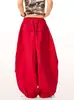 Verão 2025 Novo Design Calça Casual de Trabalho para Mulheres Calça Paraquedas Americana Cintura Alta Perna Larga Calça Esportiva Tendência