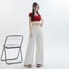 Calça Jeans Feminina Forrada com Lã Branca Tecido Três Provas Verão 2024 Nova Cintura Alta Solta Calça Pantalona Elefante