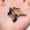 Clavo de lengua de acero inoxidable de 16/19 mm, clavo de mancuerna de bola de doble cabeza, clavo para el hueso de la oreja, joyería para piercing corporal de comercio exterior europeo y americano