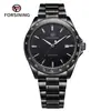 Reloj Mecánico Automático Minimalista para Hombre FORSINING con Marcadores de Barra y Correa de Acero, disponible para dropshipping