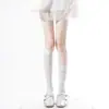 Calcetines miu de estilo coreano grises con rayas verticales de pierna ancha hasta la rodilla para mujer, calcetines largos de algodón estilo japonés JK para el otoño/invierno, perfectos con botas