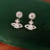 Pendientes de Clip Huecos de Zirconia de Saturno para Mujer Sin Agujeros en las Orejas, Estilo Minimalista, Pendientes Únicos con un Toque de Lujo Ligero y de Alta Gama, Venta al por Mayor