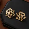 Pendientes de Tachuela de Metal Octagrama Geométrico Espiral Hueco Pendientes de Línea Sencillos Chapados en Oro Pendientes para Mujer de Calle Europeos y Americanos Festivos