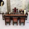 Mesa de Té de Madera Maciza, Tetera, Mesa de Té de Oficina Estilo Chino Nuevo Madera de Barco Viejo, Sala de Estar, Combinación de Mesa de Té y Sillas para el Hogar