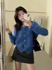 Suéter cárdigan de punto suave y cómodo para mujer, estilo japonés y coreano, cuello redondo, nueva colección de otoño, casual, adelgazante, color liso, de punto de un solo pecho