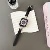 Para Apple Watch 678910 Geração 42mm 46mmD Palavra Fivela de Aço de Linha Dupla Pulseira de Couro com Estampa de Palma