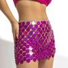 Europa y Estados Unidos joyería transfronteriza color sexy lentejuelas tejido cadena corporal de bikini costura creativa falda ropa mujer