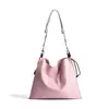 Bolsa Tote Tejida a Mano con Bloques de Color y Cierre de Cordón, Bolsa Cubo Grande de Nailon para Viajes Diarios, Bolso Versátil de Hombro y Cruzado