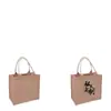 Bolsa de Lino con Logo Impreso, Mismo Estilo que Sin Estampar, Bolsa de Compras Publicitaria, Bolsa de Yute Ecológica de Lino Artística DIY