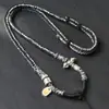 Cuerda Tejida Artesanal de Estilo Xizang de Alta Gama con Cuentas Dzi, Cordón para Collar con Colgante de Cruz, Cadena para Clavícula Ajustable