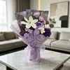 Ramo de hilo tejido a mano de lirios y rosas, el más vendido de alta gama transfronterizo, regalo para el Día de San Valentín y el Día de la Madre