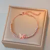 Pulsera de Mariposa Completa de Diamantes de Lujo Ligero para Mujer, Diseño de Nicho con un Toque de Alta Gama, Pulsera Ajustable Deslizante Estilo Ins, Accesorio Versátil