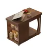 Mesa Lateral de Sofá de Madeira Maciça para Apartamentos Pequenos, Mesa Lateral Móvel, Carrinho Pequeno, Estilo Vintage, Sala de Estar, Uso Doméstico, Mesa de Centro com Armazenamento Rotativo