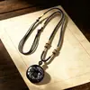 Colgante de Obsidiana Natural Redondo Signo Zodiacal Doce Animales del Zodiaco: Collar del Rata, Buey, Tigre, Dragón, Caballo, Oveja, Mono, Cerdo, Serpiente, Gallo, Perro para Hombres y Mujeres