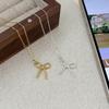 Collar de lazo roscado S925 para mujer, cadena de clavícula de plata esterlina, diseño de nicho de lujo ligero y sencillo, nuevo 2024 de alta gama
