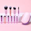 Set de Mini Brochas de Maquillaje de 10 Piezas Transfronterizo con Mango de Cristal, Estilo de Viaje Portátil Brocha para Polvos, Brocha para Contorno, Brocha para Rubor