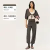 Conjunto deportivo casual para mujer, corte holgado y adelgazante, con top y leggings con pies, atuendo para Pilates y yoga con un toque de alta gama