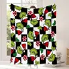 Item Quente da TEMU Manta de Flanela Desenho Animado do Grinch Monstro de Natal Manta de Flanela Aconchegante de Natal